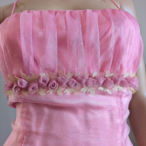 Vintage 90s Blondie Nites Pink Prom Gown Princess Maxi Dress Empire Regency 9 - Picture 13 of 15